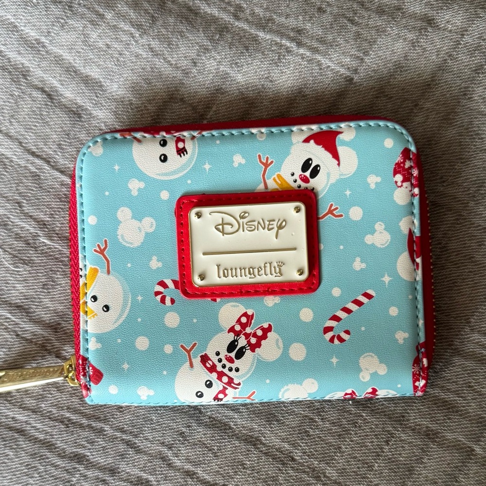 Christmas loungefly wallet Disney Snowmen Minnie and Mickey